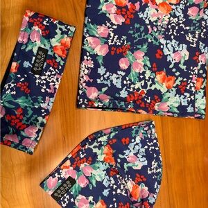 Skida Floral Blue Headband, hat and neck gaitor set